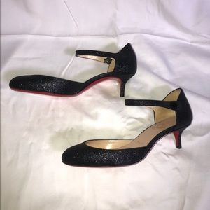 Christian Louboutin Kitten Heel Sparkly Pump 6.5